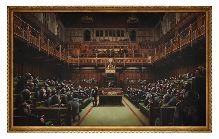Det britiske parlament som Banksy så det allerede for 10 år siden. Foto: Sotheby's