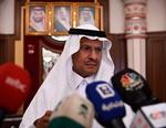 Saudi-Arabiens energiminister, prins Abdulaziz bin Salman, ved tirsdagens pressemøde. Foto: Waleed Ali/Ritzau Scanpix