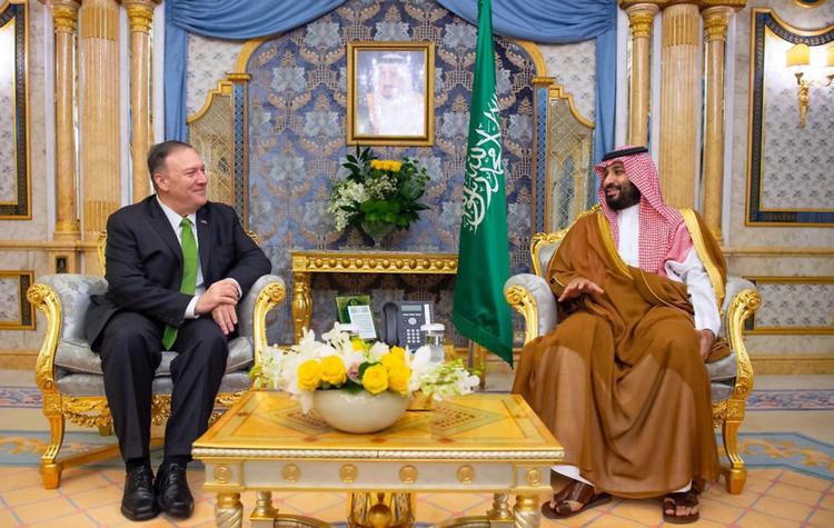 USA's udenrigsminister, Mike Pompeo, besøgte i går Saudi-Arabiens leder, kronprins Mohammed bin Salman, i hovedstaden Jeddah.  Foto: Bandar Al-jaloud/Ritzau Scanpix
