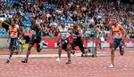 Den amerikanske sprinter Chistian Coleman (midt) er sæsonens hurtigste mand på 100 meter, men hans 9.81 sek. er langt fra Usain Bolts verdensrekord på 9.58.   Foto: Peter Cziborra/Ritzau Scanpix