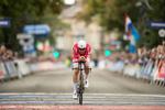 Kasper Asgreen kommer i mål i Harrogate på en skuffende 17. plads.. Foto: Oli Scarff/Ritzau Scanpix