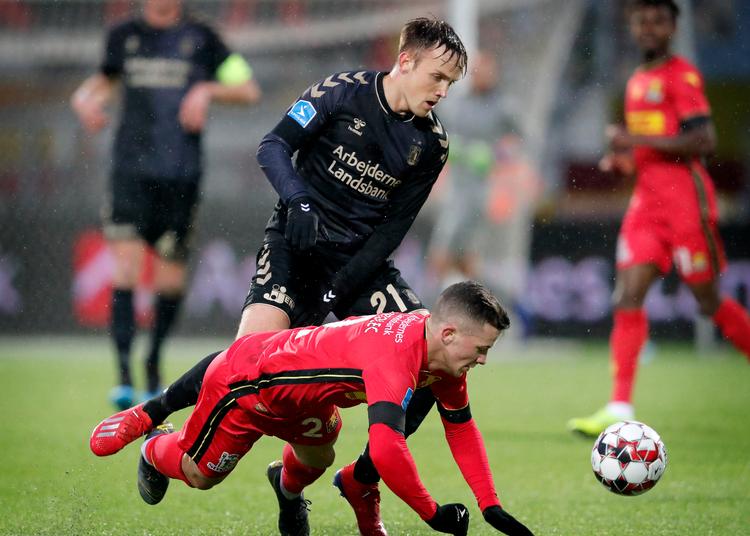 Lasse Vigen Christensen blev matchvinder for Brøndby i Skive.  Foto: Jens Dresling/POLFOTO