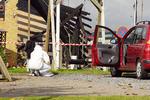 Den boldsomme brand i en industribygning i Padborg skal nu undersøges nærmere - bl.a. for, om der var personer i bygningen.  Foto: Presse-fotos.dk/Ritzau Scanpix