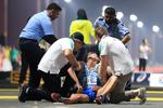 Ukraines Maryan Zakalnytskyy gik sig til en niendeplads på 50 km kapgang ved VM i atletik. Efter målstregen kollapsede han som følge af anstrengelserne i den fugtige varme.
 Foto: Mustafa Abumunes/Ritzau Scanpix