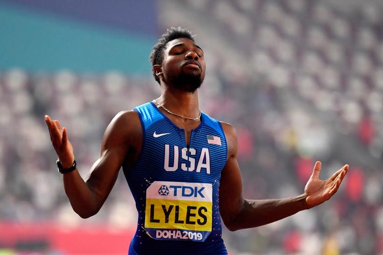 USA's Noah Lyles var som ventet urørlig på 200 meter tirsdag aften ved VM i Doha.
   Foto: Jewel Samad/Ritzau Scanpix