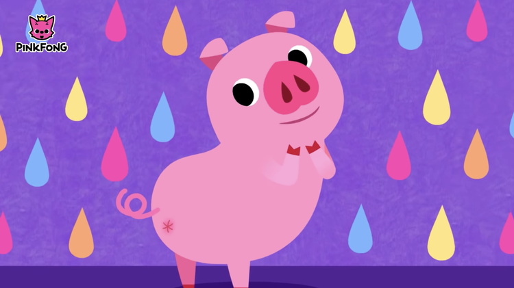 En pruttende gris er blandt de dyr, man kan støde ind i på sydkoreanske Pinkfongs YouTube-kanal. 