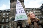 Vi hejser banneret op her, fordi vi er nødt til at råbe politikerne op, siger Julie Stokholm Daugaard, talsprson for 'Extinction Rebellion'















   Foto: Jens Dresling/POLFOTO