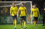 Brøndby-spillerne har i september haft alt for god grund til at stirre forbitret ned i græsset efter bare en sejr og tre nederlag i Superligaen - senest her mod SønderjyskE. Foto: Claus Fisker/Ritzau Scanpix