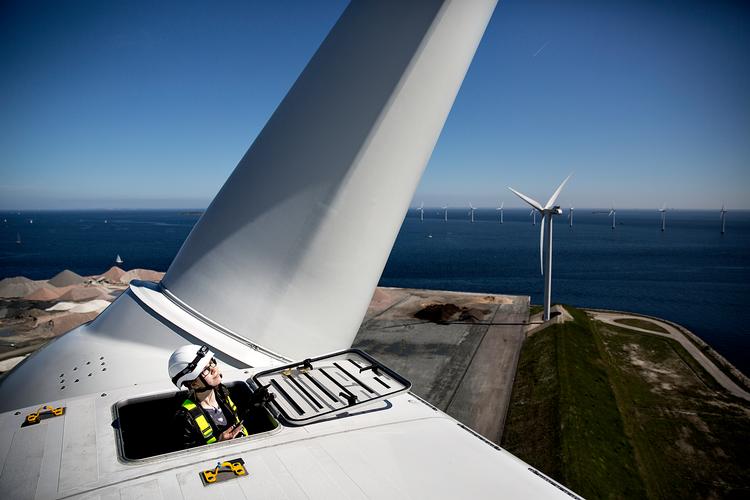 Er mine pensionspenge investeret i vindmøller eller i mere sorte industrier. Det kan kunderne ikke få svar på i deres pensionsselskab.. Her en  67 meter høj vindmølle ved Prøvestenen på Amager.
   Foto: Peter Klint/POLFOTO