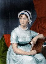 Farvelagt gravering af Jane Austen, der skrev masser af breve til storesøsteren Cassandra. Langt de fleste brændte Cassandra selv efter Janes død, men ganske få har overlevet.  Foto: Science Source/Ritzau Scanpix