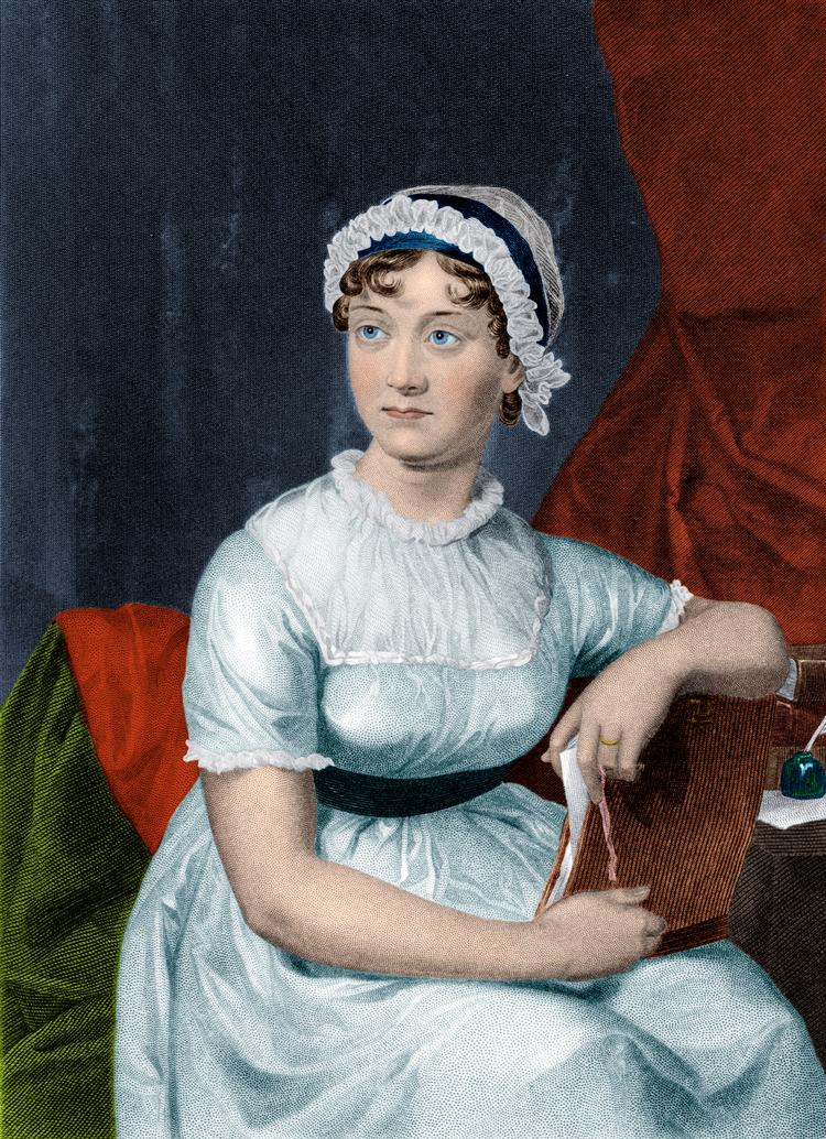 Farvelagt gravering af Jane Austen, der skrev masser af breve til storesøsteren Cassandra. Langt de fleste brændte Cassandra selv efter Janes død, men ganske få har overlevet.  Foto: Science Source/Ritzau Scanpix