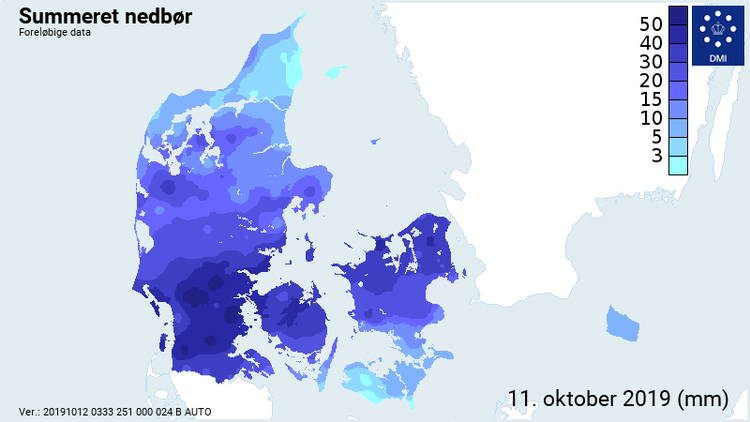 En halv måneds nedbør har ramt i løbet af et døgn i det sydøstlige Jylland. 