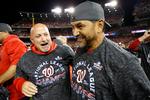 
   Manager Dave Martinez er i gang med sin kun anden sæson i jobbet for Washington Nationals. Nu kan han prale af have sendt klubben i sin første World Series-finale.
   Foto: Geoff Burke/Ritzau Scanpix