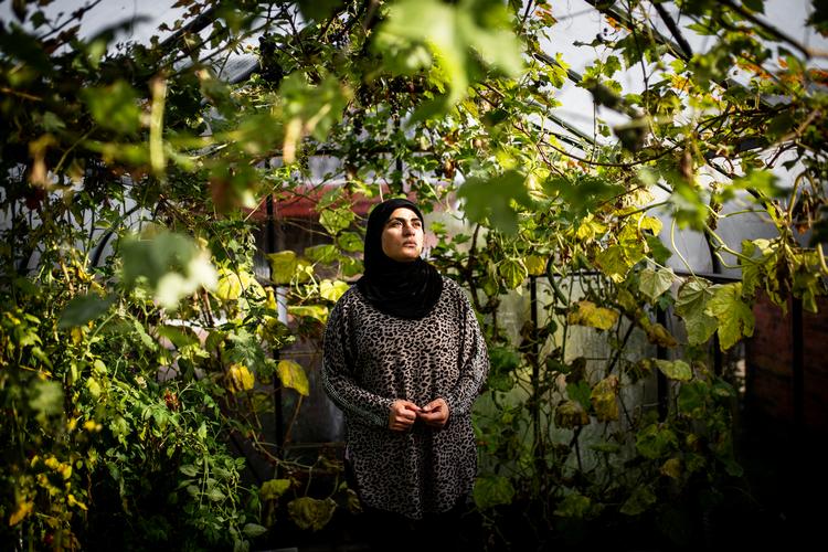 I haven bag familien Freijehs røde murstenshus er både drivhus og kaninbur. Mageda, hendes yngste datter og hendes søn flyttede ind i februar. Foto: Jens Hartmann Schmidt Foto: Jens Hartmann Schmidt/POLFOTO