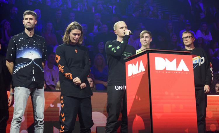 
    Modtager af prisen som Årets Danske Rocknavn Årets Danske Rocknavn Minds of 99 på scenen under Danish Music Awards. Foto: Torben Christensen/Ritzau Scanpix