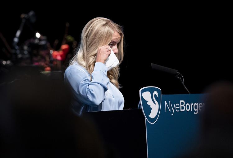 Pernille Vermund begyndt at græde under hendes tale da hun kom ind på sine børn og udlændinge. Foto: Claus Fisker/Ritzau Scanpix