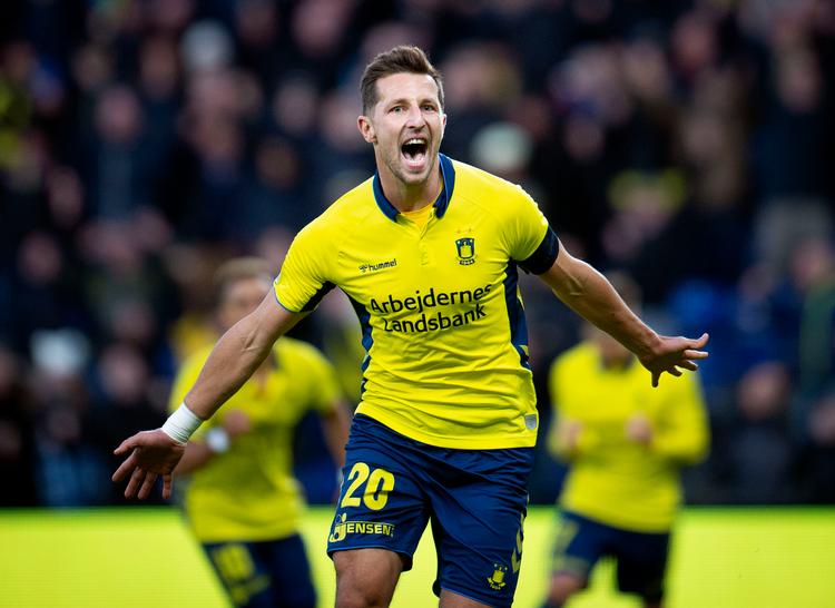 Brøndbys Kamil Wilczek under superligakampen mellem Brøndby og Randers FC på Brøndby Stadion. Foto: Liselotte Sabroe/Ritzau Scanpix