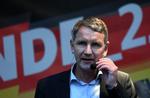 Højrepartiet AfD's topkandidat Bjørn Hoecke kan efter alt at dømme fejre, at hans parti har sikret sig et godt valg i den tyske delstat Thüringen.  Foto: Christof Stache/Ritzau Scanpix