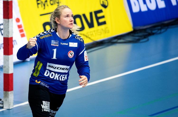 Rikke Poulsen, Team Esbjerg, under tirsdagens kamp mod Herning-Ikast i Blue Water Dokken, Esbjerg.   Foto: John Randeris/Ritzau Scanpix