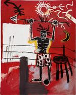 'The Ring' malet af Jean-Michel Basquiat er fra 1981 og måler 152,4 x 121,9 centimeter. Det er vurderet til en pris på mellem 66 og 100 millioner kroner. Foto: Phillips