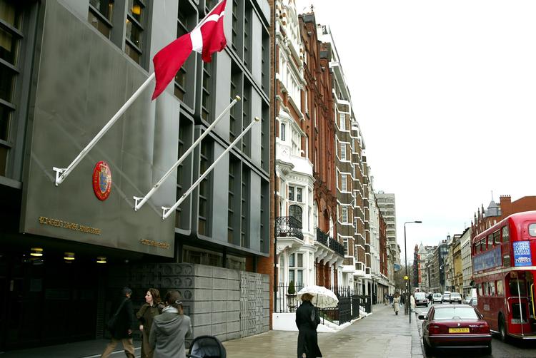 Danmarks ambassade i London får hævet sin årlige husleje til 14 millioner kroner i de næste 25 år. Foto: Bent Midstrup/Ritzau Scanpix