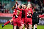Syv forskellige spillere fik scoret, da Danmark vandt 14-0 over Georgien. 
   Foto: Henning Bagger/Ritzau Scanpix