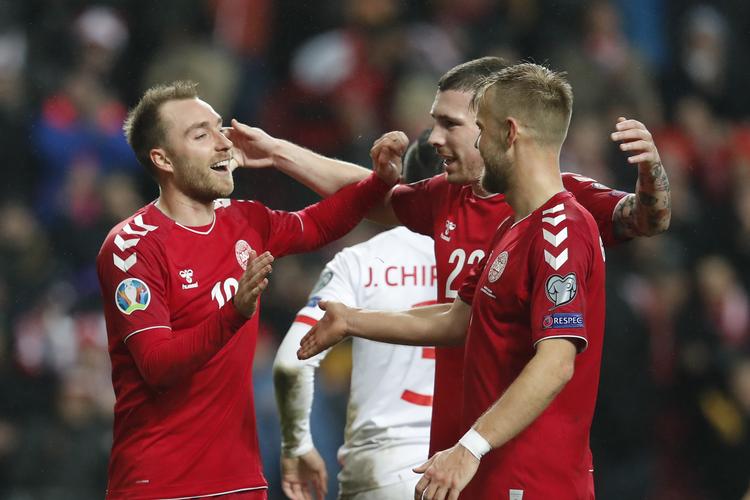 Christian Eriklsen lavede de to sidste mål mod Gibraltar og har nu med 31 mål overhalet Nicklas Bendtner som målscorer for Danmark.
   Foto: Jens Dresling/POLFOTO