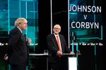 Boris Johnson og Jeremy Corbyn under deres tv-duel i tirsdags.  Foto: Jonathan Hordle/itv/Ritzau Scanpix