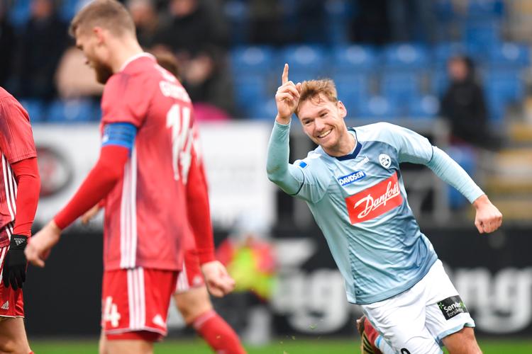 Christian Jakobsen  er efter to scoringe rmod Lyngby oppe på 6 mål i denne sæson.   Foto: Claus Fisker/Ritzau Scanpix