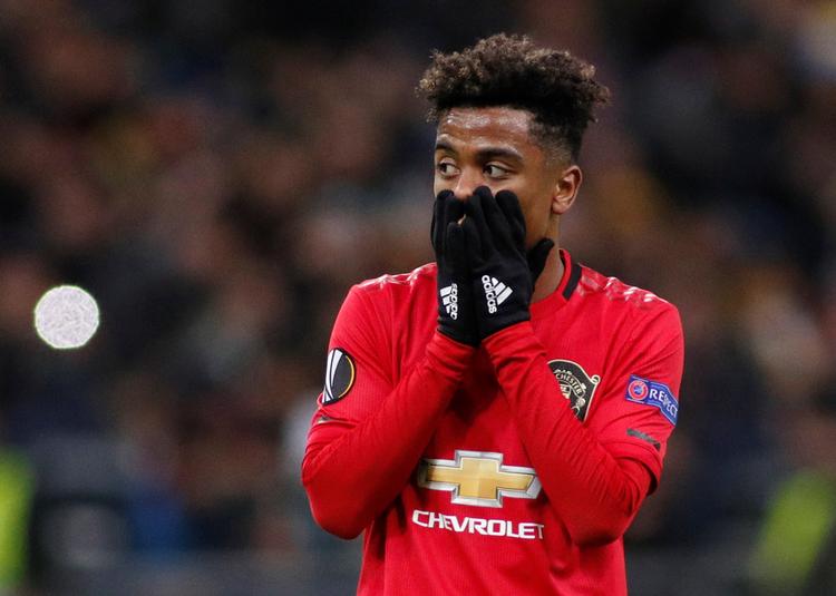 Flere Manchester United-spillere var flove efter nederlaget, her Angel Gomez, men det engelske storhold er alligevel videre i Europa League.
   Foto: Valentyn Ogirenko/Ritzau Scanpix