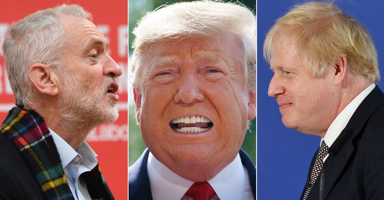 Boris Johnson og de konservative i Storbritannien beder til, at Donald Trump holder fingrene fra den britiske valgkamp, så den bliver en duel med Jeremy Corbyn. Foto: Ben Stansall, Mandel Ngan, Andy/Ritzau Scanpix