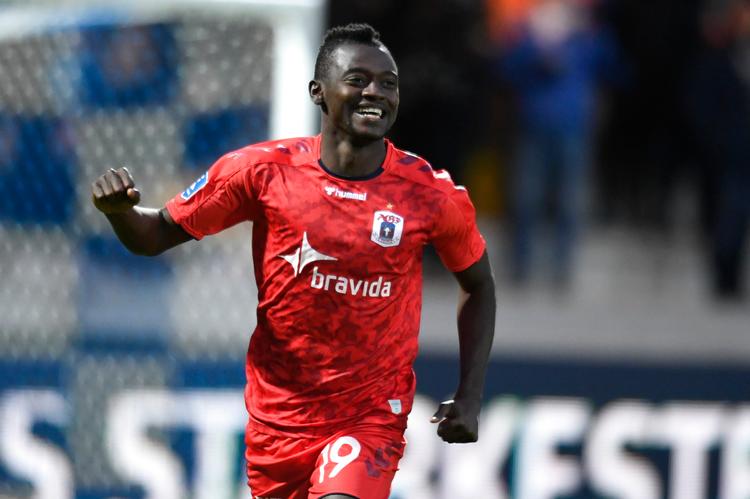 Mustapha Bundu  spillede kun lidt over en halv time i Esbjerg.   Foto: John Randeris/Ritzau Scanpix