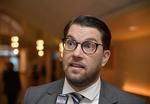 Lederen af det højrenationale parti Sverigedemokraterna, Jimmie Åkesson (billedet), var til møde hos lederen af Moderaterna, Ulf Kristersson. Hidtil har det højrenationale parti været frosset ude blandt de andre svenske partier.  Foto: 10040 Anders Wiklund/tt/Ritzau Scanpix