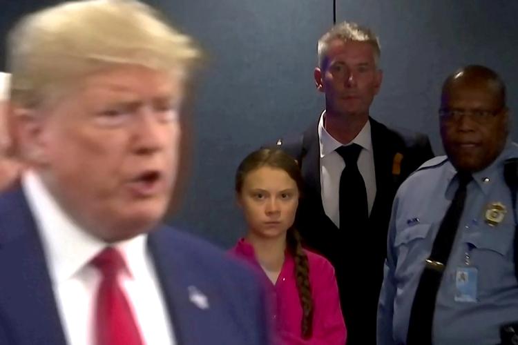 Donald Trump angriber Greta Thunberg på Twitter, efter nyhedsmagasinet Times kårede hende til Årets Person 2019, som han også selv var nomineret til. Foto: Andrew Hofstetter/Ritzau Scanpix