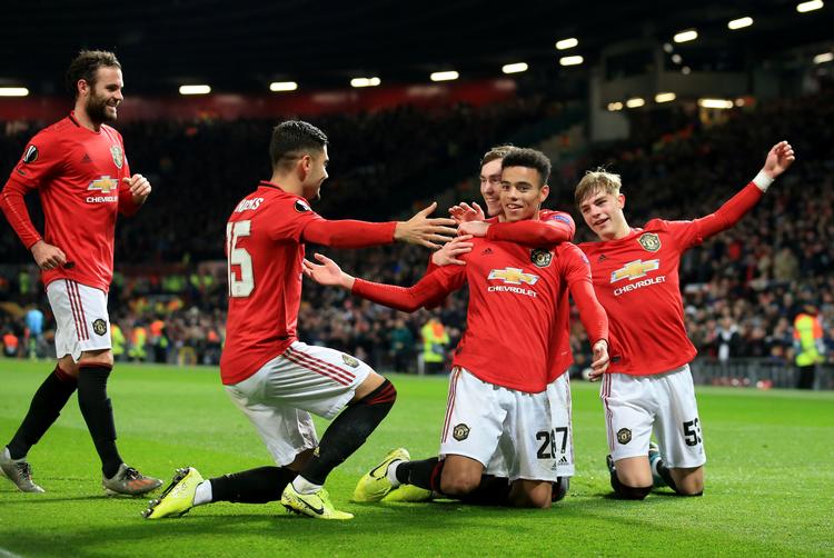 Med et reservespækket hold vandt Manchester United 4-0 over AZ Alkmaar på blandt andet to mål af 18-åige Mason Greenwood.
   Foto: Jon Super/Ritzau Scanpix