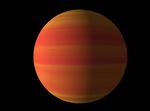 Danmarksplaneten, HAT-P-29b, som nu skal hedde Surt, er en varm gasplanet uden fast overflade. Den er 12 gange så stor som jorden og ligner muligvis en glohed udgave af Jupiter fra vores eget solsystem. Illustration: A. Simon/NASA. Foto: Illustration: A. Simon/NASA.