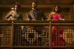 'Black Panther' er blandt de mest indtjenende film nogensinde. På billedet ses (f.v.) skuespillerne  Lupita Nyong'o, Chadwick Boseman og Danai Gurira. Foto: Matt Kennedy/Ritzau Scanpix