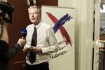 Klaus Riskær Pedersen under valgaftenen tidligere på året.  Foto: Jens Hartmann Schmidt/POLFOTO