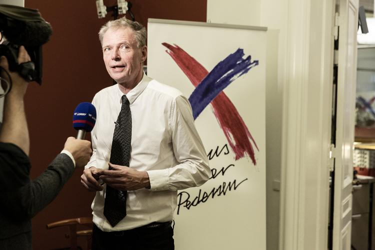 Klaus Riskær Pedersen under valgaftenen tidligere på året.  Foto: Jens Hartmann Schmidt/POLFOTO
