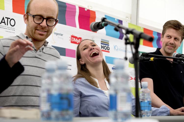 Jakob Jensen ses her til højre på billedet, hvor han er i debat med departemtentchefs-kolleger på Folkemødet i 2017.  Foto: Finn Frandsen/POLFOTO