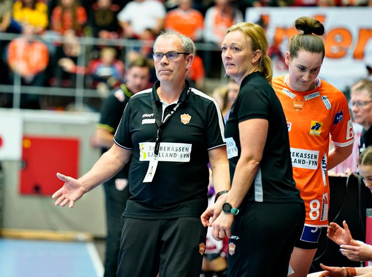 Jan Pytlick er færdig som træner i Odense Håndbold. Her ses han i aktion under pokalfinalen søndag i Holstebro. Foto: Henning Bagger/Ritzau Scanpix