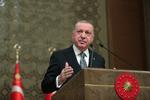 Tyrkiets præsident, Recep Tayyip Erdogan, ved dagens afstemning i parlamentet.  Foto: Murat Cetinmuhurdar/ppo/Ritzau Scanpix