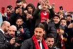 Zlatan Ibraihomic er under stort ståhej blevet præsenteret i Milano, og svenskeren er klar til kamp. Foto: Marco Bertorello/Ritzau Scanpix