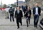 Her ses Christian Hüttemeier ankomme til åbningsgudstjeneste før Folketingets åbning i selskab med Inger Støjberg og Lars Løkke Rasmussen.  Foto: Jens Dresling/POLFOTO