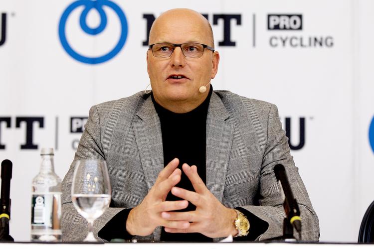 Bjarne Riis var glad og opstemt, da han  præsenterede sit nye engagement i cykelsportens top.   Foto: Finn Frandsen/POLFOTO