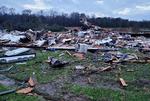 Området ibossier Parish i delstaten Louisiana blev hårdt ramt af uvejr. Et ægtepar omkom, da ders trailerhjem blev ramt af en tornado lørdag.  Foto: Handout/Ritzau Scanpix