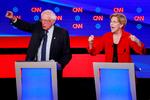 Bernie Sanders og Elizabeth Warren kæmper især om stemmerne på venstrefløjen. Foto: Lucas Jackson/Ritzau Scanpix