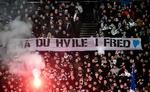 
Et banner som en sidste hilsen til FCK fotografen André Rothschild som døde i en brand i februar 2019
   Foto: Lars Poulsen/POLFOTO