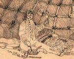 I de tre bind, der angiveligt er blevet til i 1898, er der indklæbet tegninger, som bl.a.  giver et indtryk af wigwam’erne. Foto: Rigsarkivet