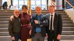 Adam Holm havde besøg af historiker Bent Blüdnikow, forfatter Birgithe Kosovic og historiker Steen Andersen i programmet om Scavenius under besættelsen. Foto: DR 